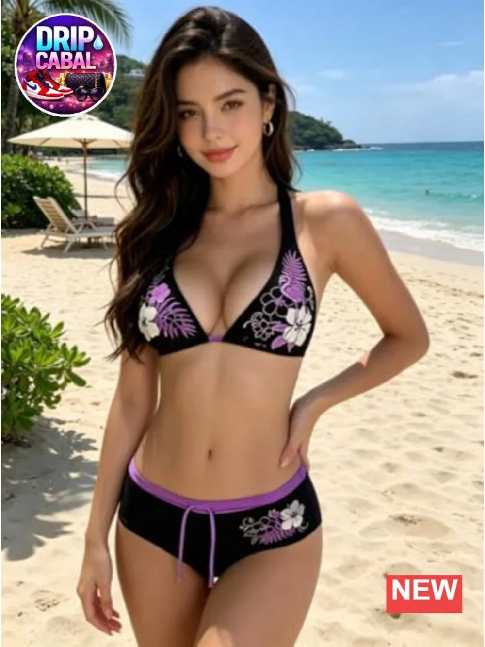 Y2k Tankini 2 Piece Halter Bikini Shorts Set Grunge Swimsuit Bathing Suit